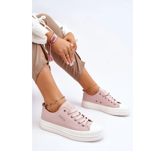 Niskie Sznurowane Tenisówki Big Star LL274970 Nude