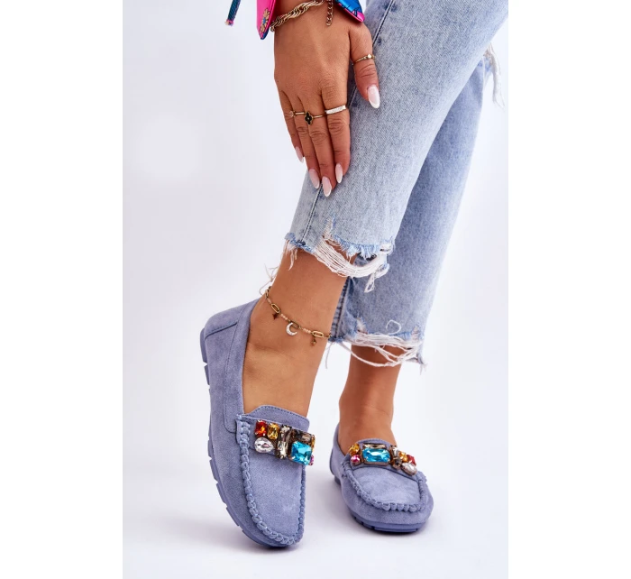 Dámské semišové mokasíny s krystaly Modre model 21612170 - EVENTO