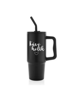 KÁVOHOLIK - černý cestovní termohrnek 900 ml