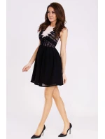 Dámske spoločenské šaty s rozšírenou sukňou EMAMODA čierne-kapučíno - Čierna / L - YNS