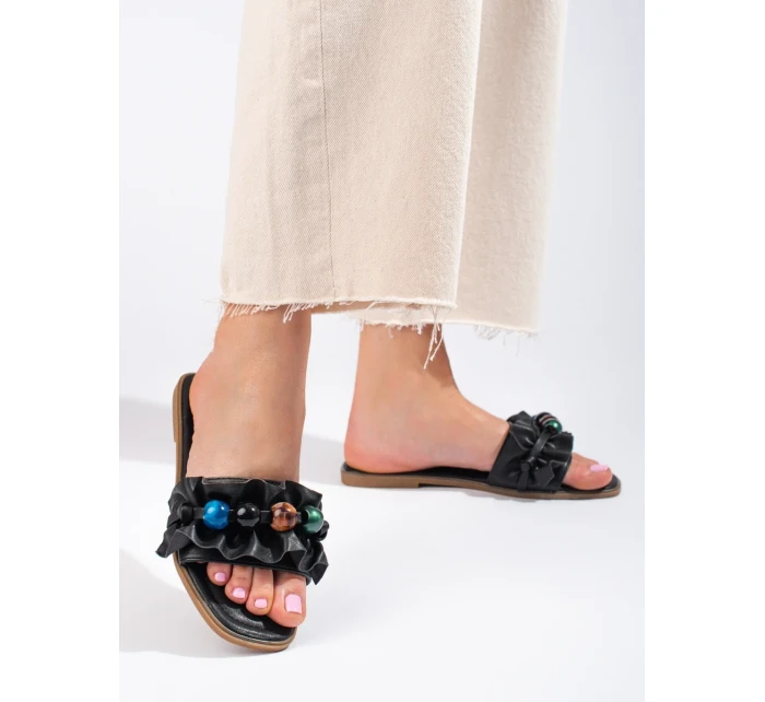 Klasické nazúvaky dámske čierne bez podpätku Klasické nazúvaky dámske čierne bez podpätku