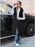 Dámska dlhá prešívaná vesta čierna FashionStreet TY5267 Dámska dlhá prešívaná vesta čierna FashionStreet TY5267