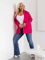 Klasická dámska plus size bunda v malinovej farbe (8275)