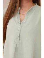 Blúzka s predĺženým zadným dielom svetlej mentolovej farby Blúzka s predĺženým zadným dielom svetlej mentolovej farby