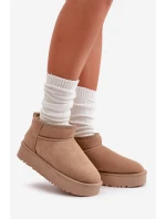 Dámské semišové sněhule na platformě béžové model 21670427 - Boto