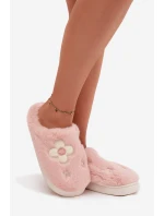 Kožešinové pantofle s květinami Růžové model 21772530 - Boto