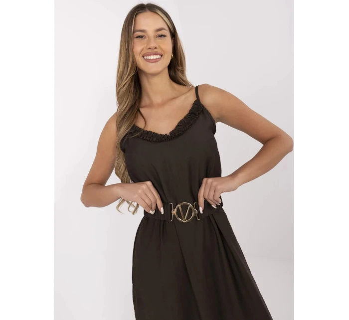 Sukienka MI SK model 21142175 ciemny brązowy - FPrice Sukienka MI SK model 21142175 ciemny brązowy - FPrice