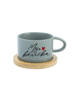 MOJE KÁVIČKA - šedý hrníček makronka 200 ml