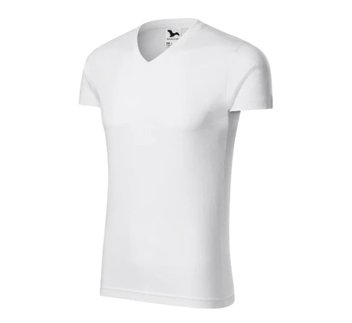 Pánske tričko Slim Fit s výstrihom do V biele
