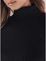 Dámský žebrovaný svetr s krátkým rukávem black Dstreet model 21991054 - FashionStreet