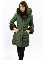 PIKOWANA KURTKA DAMSKA ZIMOWA Z KAPTUREM KHAKI model 21241769 - SPEED.A