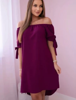 Šaty viazané na rukávy slivka