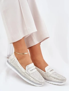 Dámske mokasíny z ekokože Bralithia - strieborné
