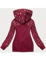 Dámska bordová mikina s kvetmi (AMG828)