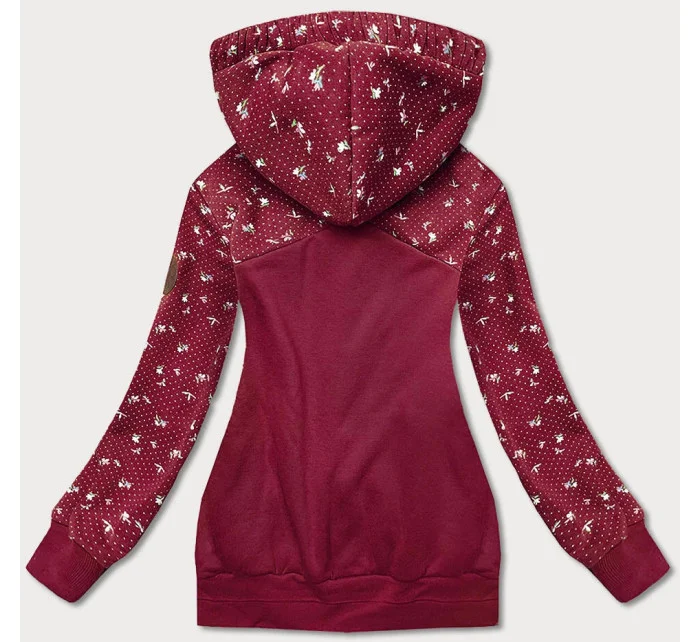 Dámska bordová mikina s kvetmi (AMG828)