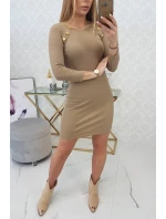 Šaty s ozdobnými knoflíky camel Šaty s ozdobnými knoflíky camel