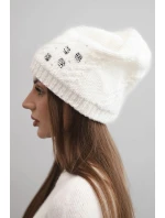 Dámská zimní čepice vlněná s krystaly a vzorem model 21859345 mocca - K-Fashion