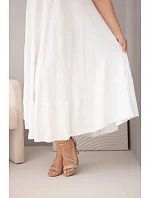 Dámske plus size šaty s krátkymi rukávmi a volánom z ľahkej viskózy bielej farby