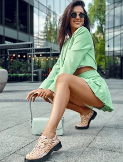 Damskie Skórzane Półbuty Oxfordy Maciejka 04087-18 Pomarańczowo-Czarne