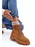 Damskie Ocieplane Trapery Camel Cross Jeans MM2R4011C