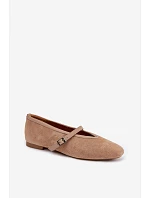 Baleríny s Páskem Eko Semišové Béžové model 22091784 - Boto Baleríny s Páskem Eko Semišové Béžové model 22091784 - Boto