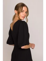 S399 Šaty s puzdrovými rukávmi - čierne