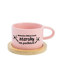 NEMOŽNÉ DĚLÁM HNED, ZÁZRAKY NA POČKÁNÍ - růžový hrníček makronka 200 ml