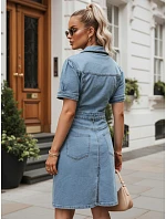 Dámske džínsové šaty s krátkymi rukávmi, modré, FashionStreet EY2687