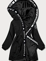 Asymetrická čierna dámska bunda parka (B8001-1)