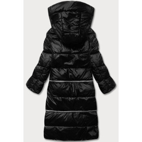 Matná čierna dámska zimná bunda s tromi dĺžkami (ag8-003)