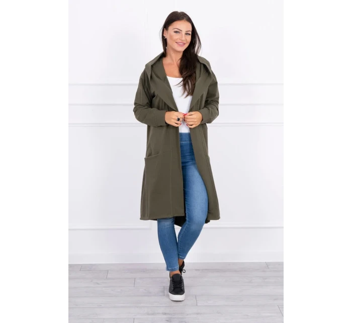 Kaki bunda s kapucňou nadmernej veľkosti