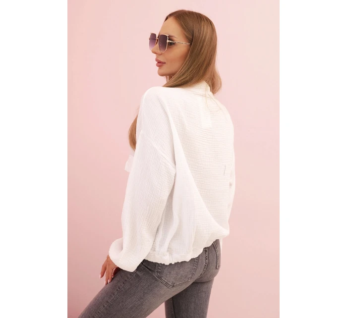 Dámske mušelínové tričko s dlhým rukávom biele