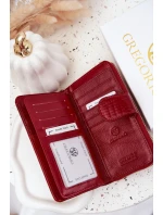 Lakovaná dámska peňaženka s reliéfom a zlatými detailmi Evlinne - červená