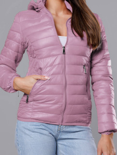 Ružová prešívaná dámska bunda s kapucňou (B0124-51)