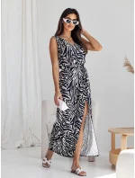 Jednoduché černé dámské šaty s páskem model 20119939 - Moon