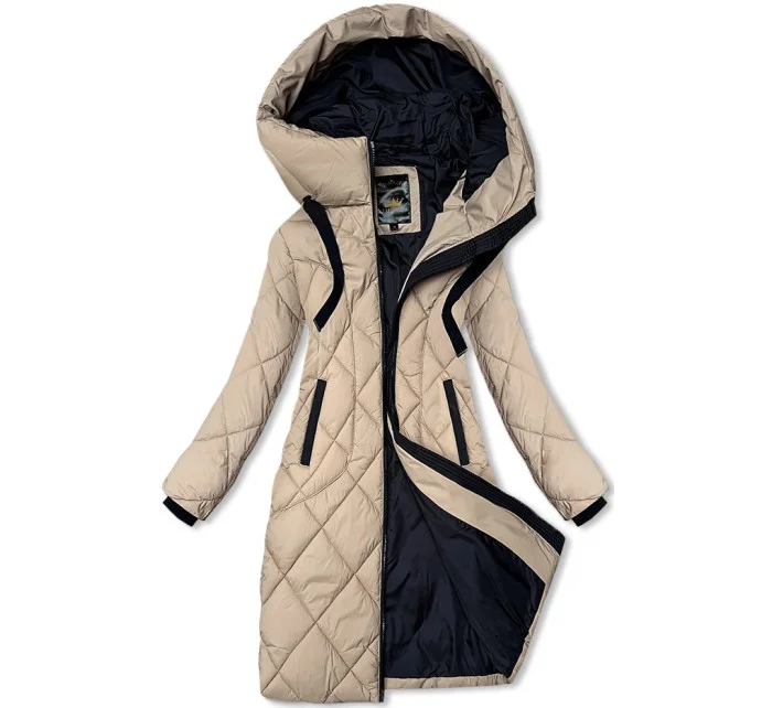 Béžová dámska prechodná bunda s kapucňou Libland (LD-7735)