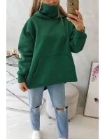 Zateplená mikina so zipsom na chrbte tmavo zelená