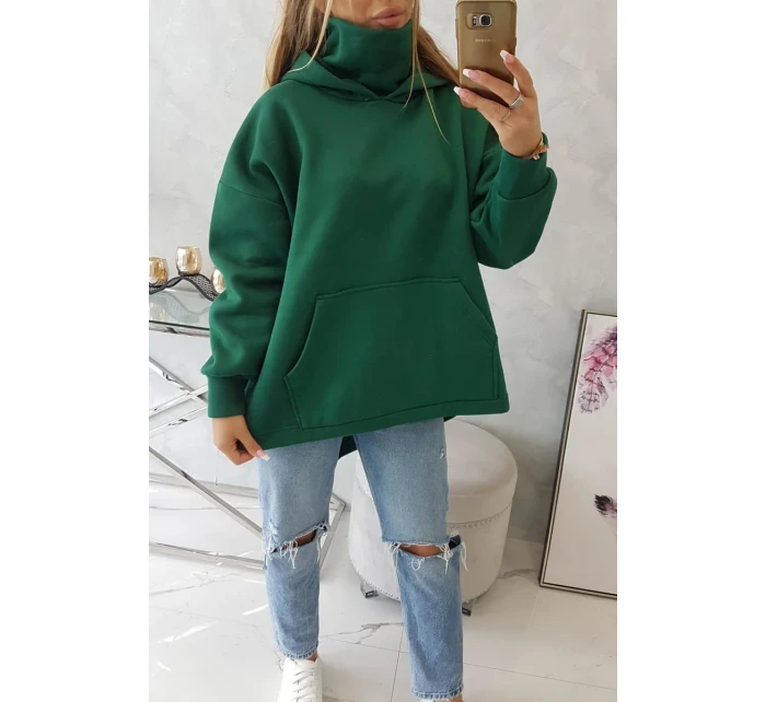 Zateplená mikina so zipsom na chrbte tmavo zelená