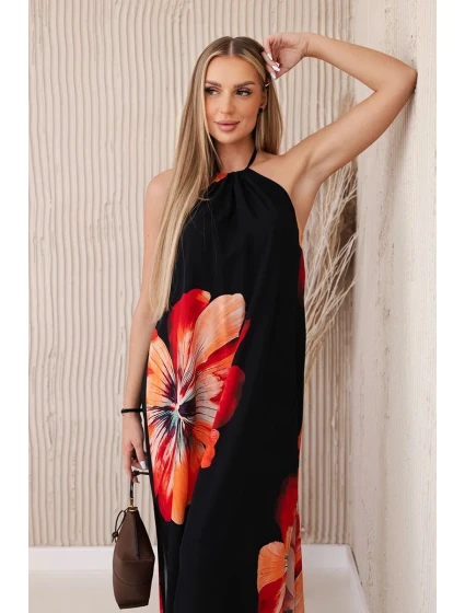 Viskózové šaty  krku černý model 20143953 - K-Fashion