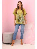 Dámská bavlněná košile s model 22020967 a květinami kiwi - K-Fashion