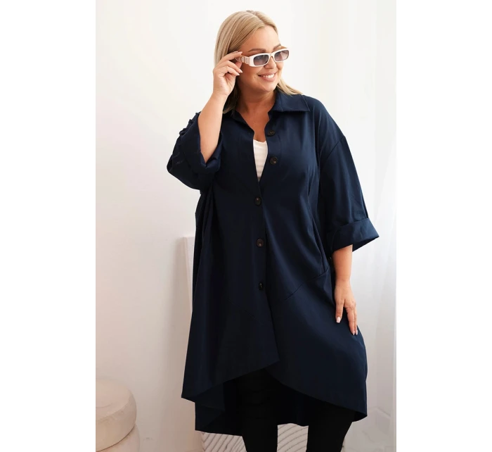Dámske sako Punto Plus Size s bavlnou a gombíkmi Garnet