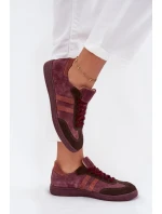 Zazoo N1068 Zamszowe Niskie Sneakersy Damskie Bordowe