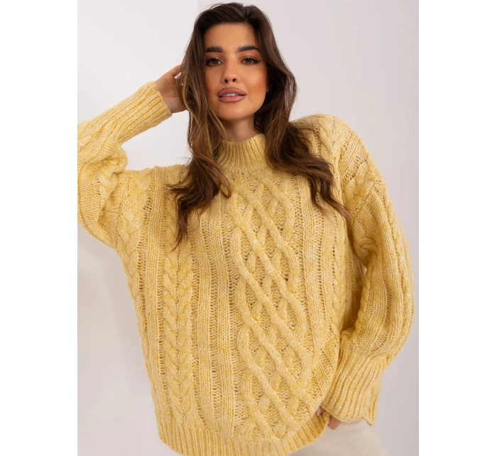 Sweter AT SW jasny żółty model 19011781 - FPrice Sweter AT SW jasny żółty model 19011781 - FPrice