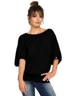 B048 Blúzka nadmernej veľkosti so zavinovacími detailmi - púdrová