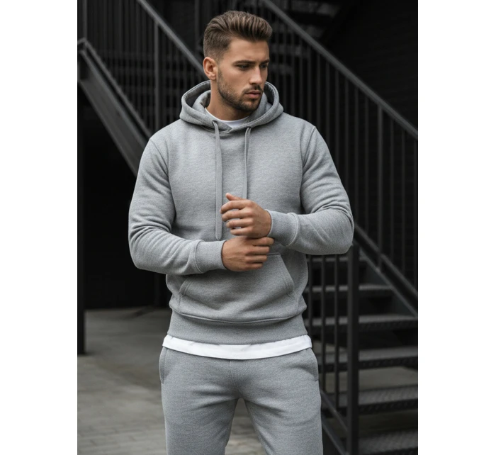 Pánská mikina s kapucí šedá model 21962114 - FashionStreet