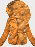 Dámska krátka bunda 2 v 1 v horčicovej farbe (H1029-37)