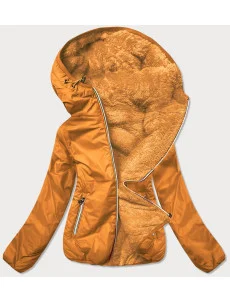 Dámska krátka bunda 2 v 1 v horčicovej farbe (H1029-37)