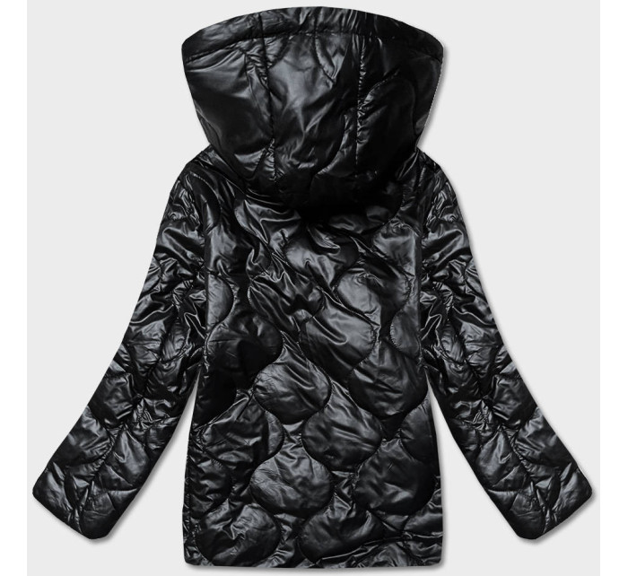 Čierna dámska bunda s odopínacou kapucňou (B0131-1)