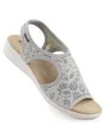 Dámske vyvýšené elastické kvetinové sandále sivé Unisoft 7196 Dámske vyvýšené elastické kvetinové sandále sivé Unisoft 7196