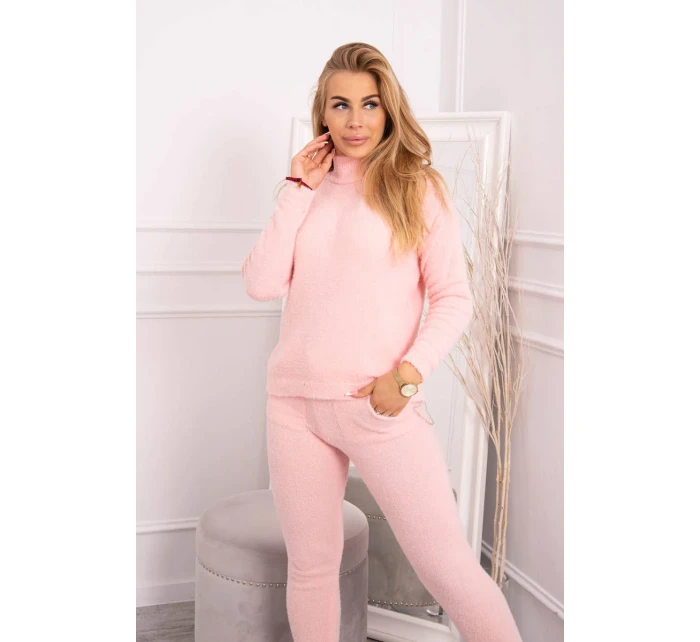 Dvojdielny sveterový set alpaka púdrovo ružový